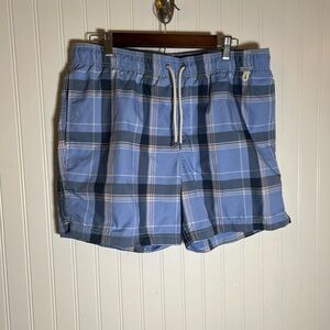 Lands' End Blue Plaid Mens Swim Trunks Size M(32-34)